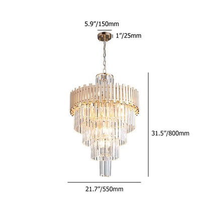Tierizo Modern Tapered Tiered Crystal Chandelier 12-Light in Gold - 
