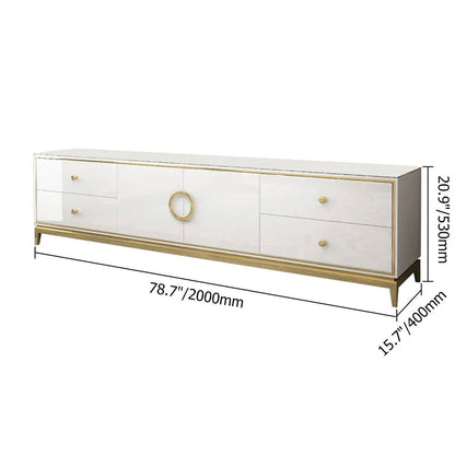 Tile Modern TV Stand with Drawers & Doors Gold Media Console for TVs - Homary