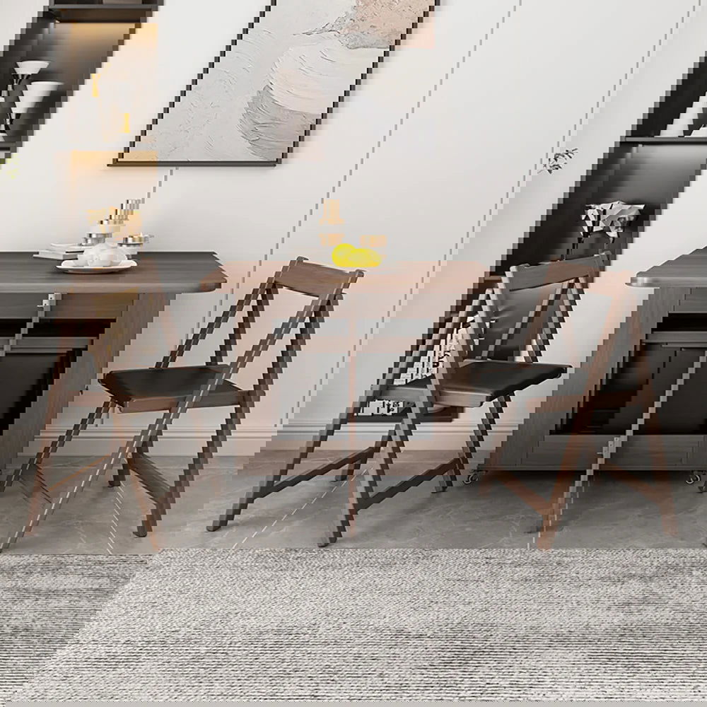 Ultic 5-Piece Modern 1502mm Rectangle Dining Table Set Ash Wood Foldable Walnut - 