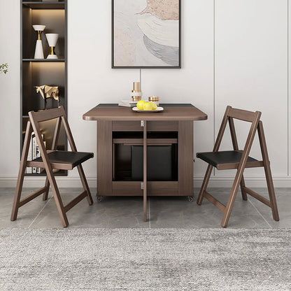 Ultic 5-Piece Modern 1502mm Rectangle Dining Table Set Ash Wood Foldable Walnut - 