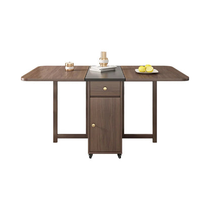 Ultic 5-Piece Modern 1502mm Rectangle Dining Table Set Ash Wood Foldable Walnut - 