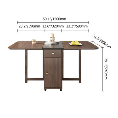 Ultic 5-Piece Modern 1502mm Rectangle Dining Table Set Ash Wood Foldable Walnut - 
