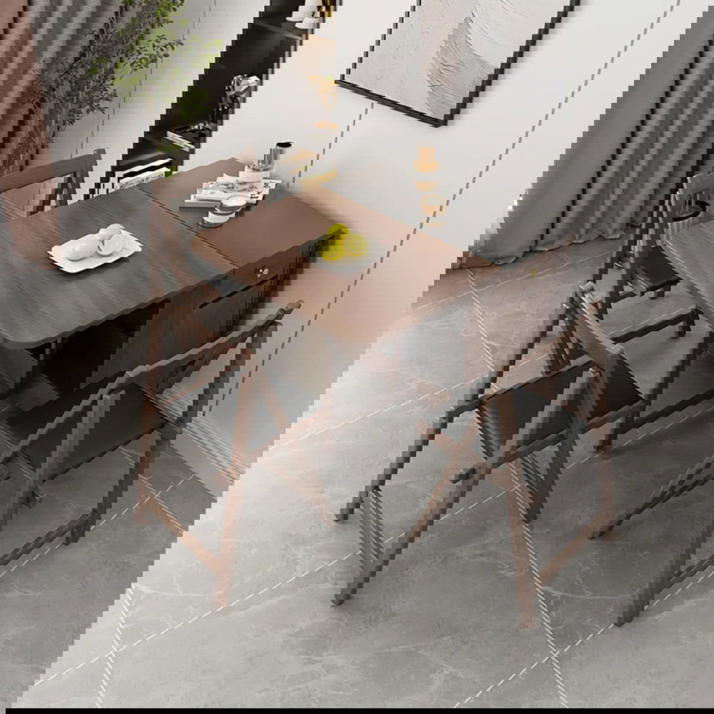 Ultic 5-Piece Modern 1502mm Rectangle Dining Table Set Ash Wood Foldable Walnut - Homary