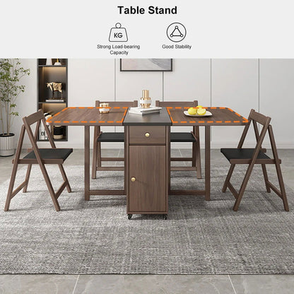 Ultic 5-Piece Modern 1502mm Rectangle Dining Table Set Ash Wood Foldable Walnut - Homary