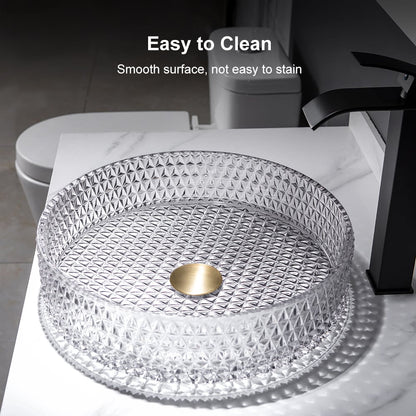 Vessel Transparent Diamond Shaped Crystal Glass Bathroom Wash Sink - 