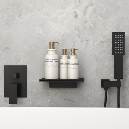 Wall Mount Bath Tap Solid Brass Single Lever Handle in Black - 