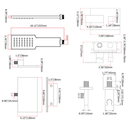 Wall Mount Bath Tap Solid Brass Single Lever Handle in Black - 