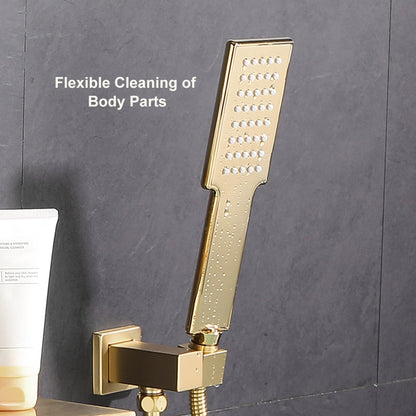 Wall Mount Bath Tap Solid Brass Single Lever Handle in Brushed Gold - 