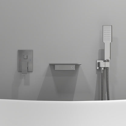 Wall Mount Bath Tap Solid Brass Single Lever Handle in Chrome - 