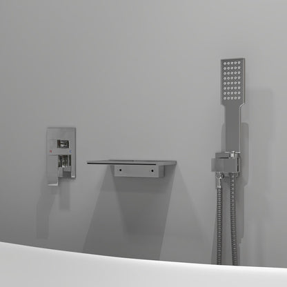 Wall Mount Bath Tap Solid Brass Single Lever Handle in Chrome - Homary