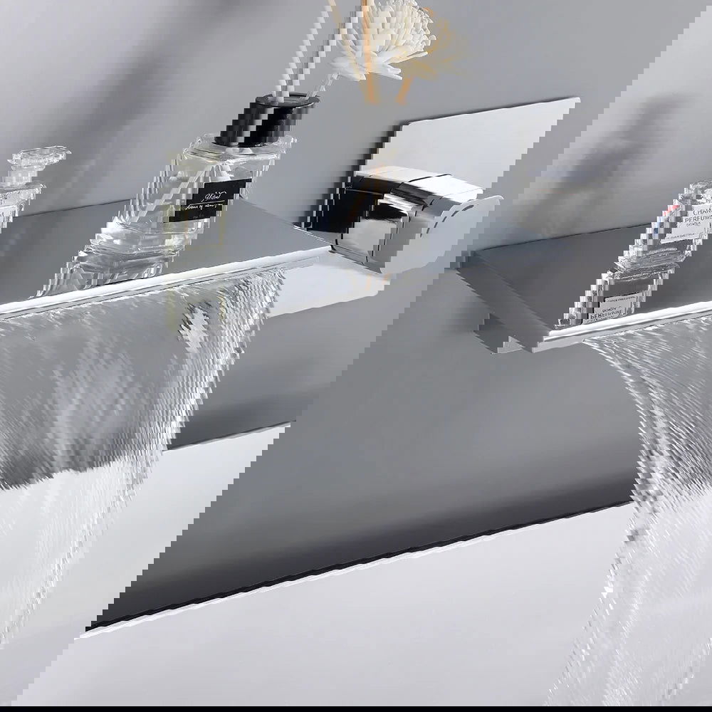 Waterfall Wall Mount Chrome Single Lever Handle Bathroom Basin Tap Solid Brass - Homary