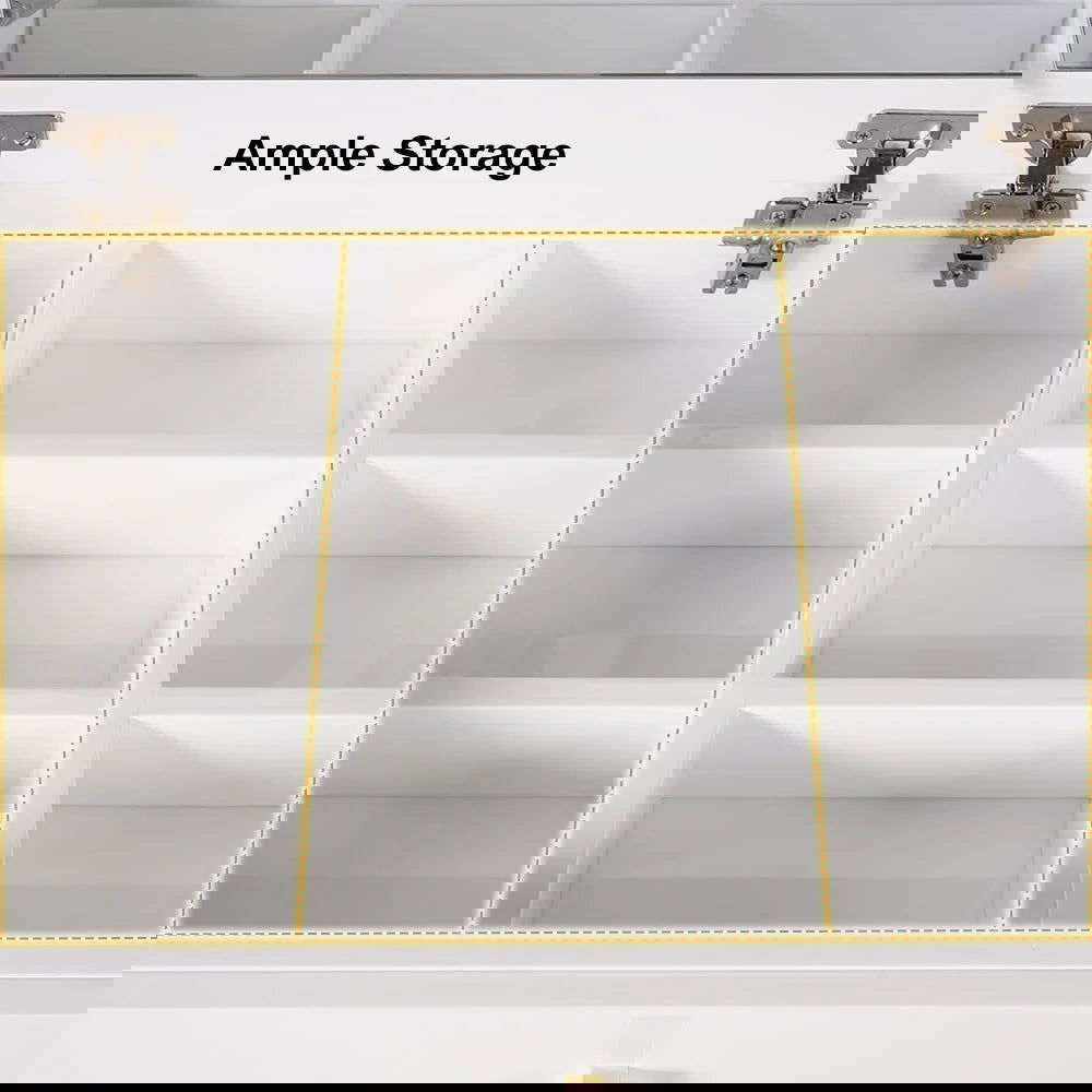 White 2-in-1 Makeup Vanity with Flip Top Mirror & 4 Drawers Modern Writing Table - 