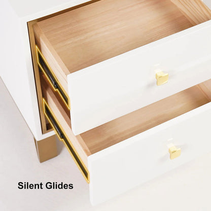 White 2-in-1 Makeup Vanity with Flip Top Mirror & 4 Drawers Modern Writing Table - 