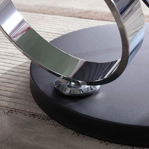 White Extendable Coffee Table with Ring-shaped Metal Pedestal - Homary