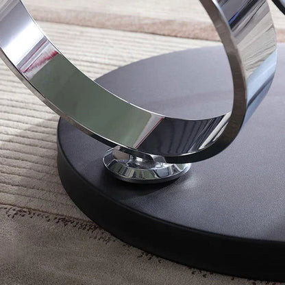 White Extendable Coffee Table with Ring-shaped Metal Pedestal - Homary