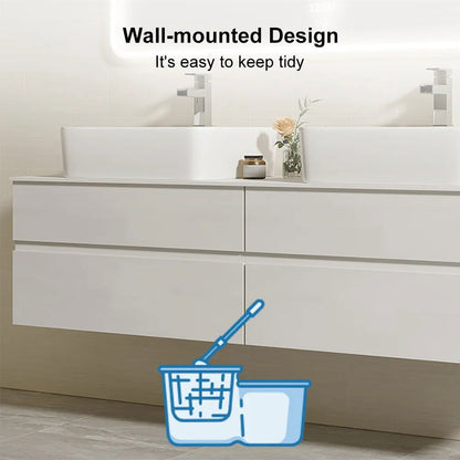 White Floating Bathroom Vanity Set with Faux Marble Top & Ceramic Countertop Basin - 