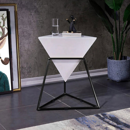 White Geometric End Table Accent Side Table - Homary