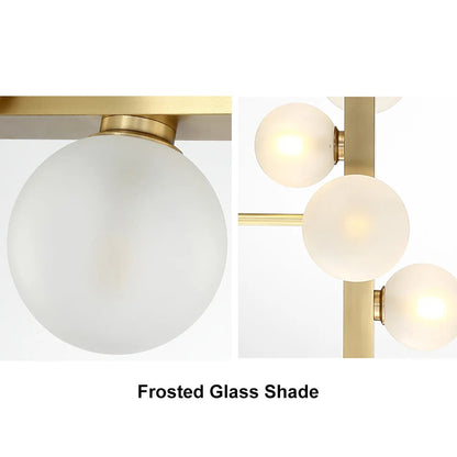 White Globe Shade 7-Light Linear Island Light in Gold - 