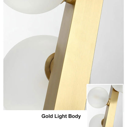 White Globe Shade 7-Light Linear Island Light in Gold - 