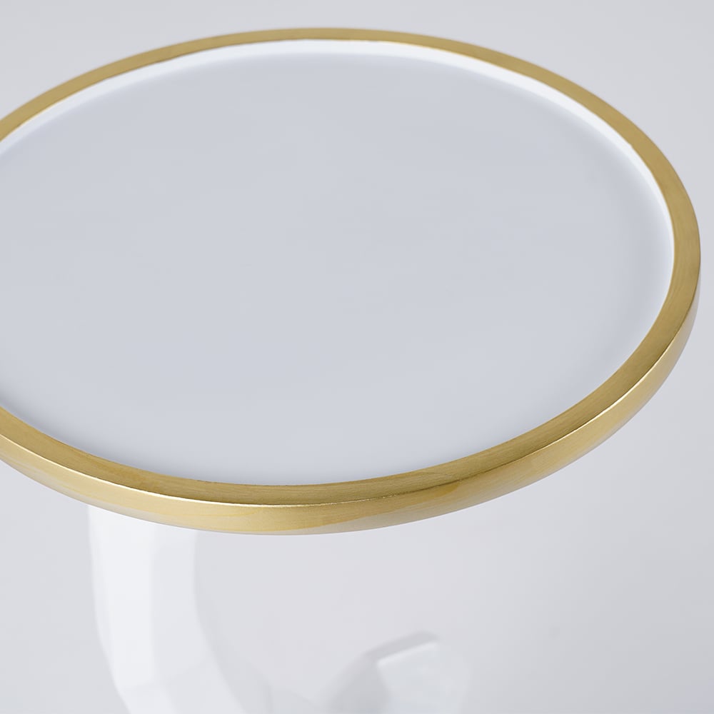 White & Gold End Table with Tray Top Decor Elephant Shape Side Table - 
