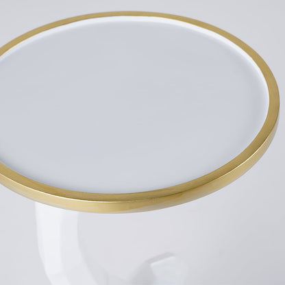 White & Gold End Table with Tray Top Decor Elephant Shape Side Table - 