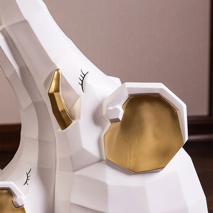 White & Gold End Table with Tray Top Decor Elephant Shape Side Table - Homary