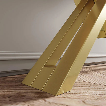 White & Gold Narrow Console Table Accent Table For Hallway X Base & Metal in Small - 