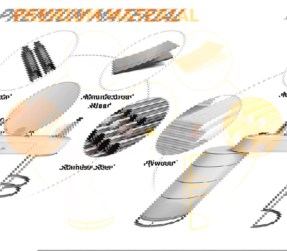 White Makeup Vanity Dressing Table with Swivel Cabinet Mirror & Stool Included - Homary