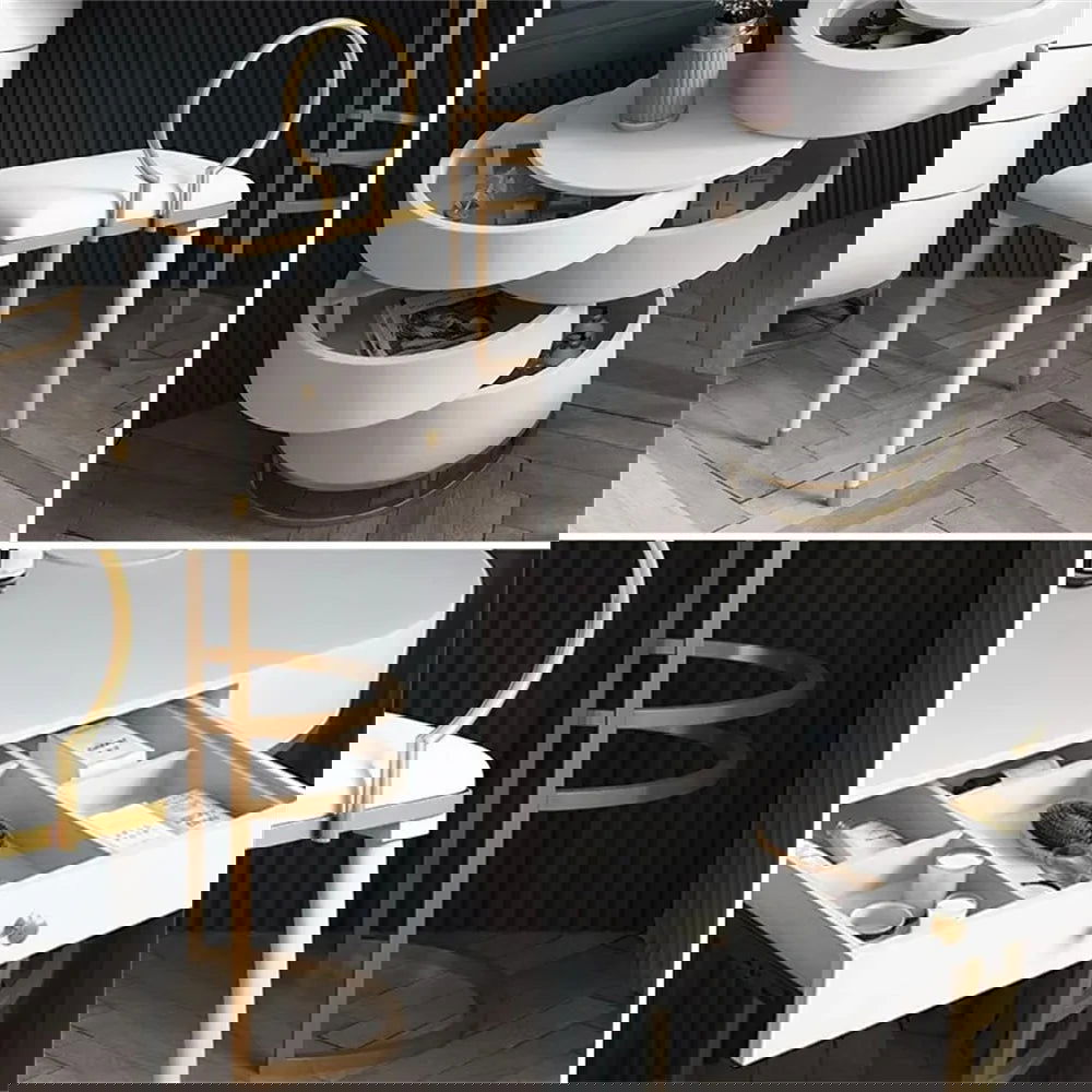 White Makeup Vanity Dressing Table with Swivel Cabinet Mirror & Stool Included - Homary