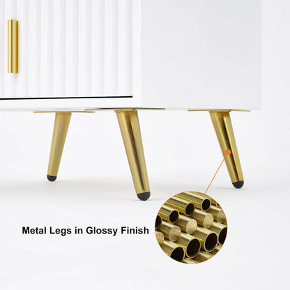 White Makeup Vanity with Nesting Stool Dressing Table with 5 Drawers & Mirror - 