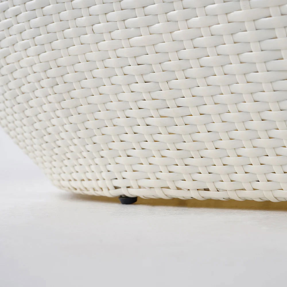 White Woven Rattan Round 1910mm Outdoor Sofa with Cushion & Pillow and Curved Back - 