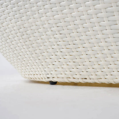 White Woven Rattan Round 1910mm Outdoor Sofa with Cushion & Pillow and Curved Back - 