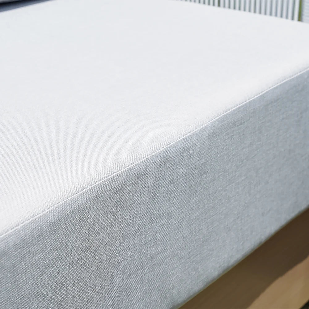 White Woven Rope Outdoor Swivel Chair Sofa 360 Degree Rotatable Coastal Patio Armchair - 