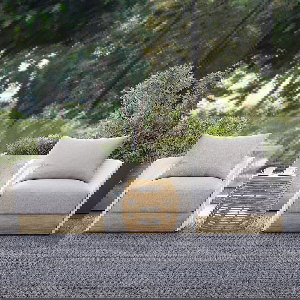 White Woven Rope Outdoor Swivel Chair Sofa 360 Degree Rotatable Coastal Patio Armchair - 