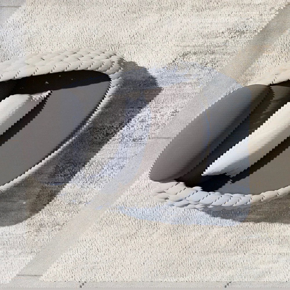 Woven Rope Outdoor Chair Waterproof Yard & Patio Armchair in Gray with Cushion - 