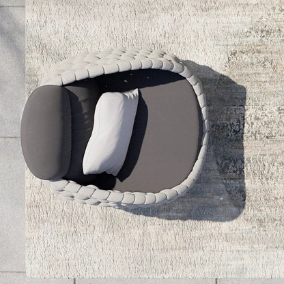 Woven Rope Outdoor Chair Waterproof Yard & Patio Armchair in Gray with Cushion - Homary