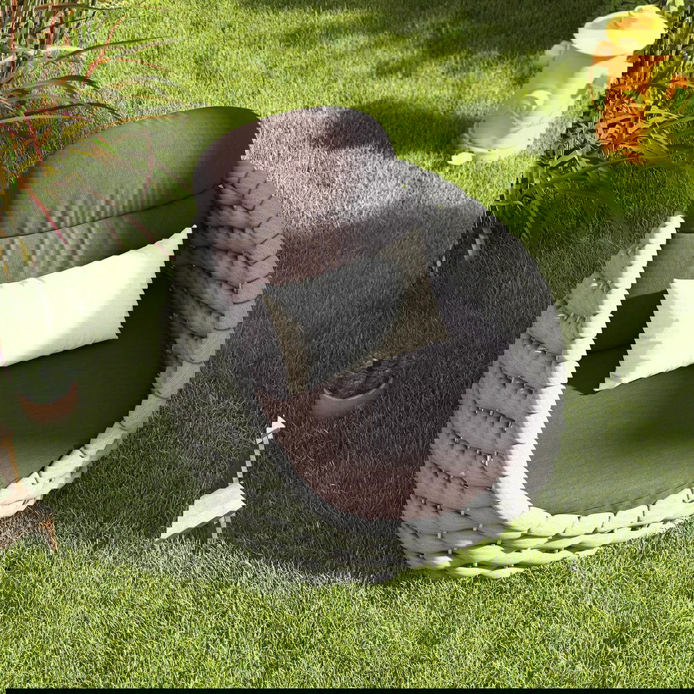 Woven Rope Outdoor Swivel Chair Rotatable Yard & Patio Armchair in Gray with Cushion - Homary