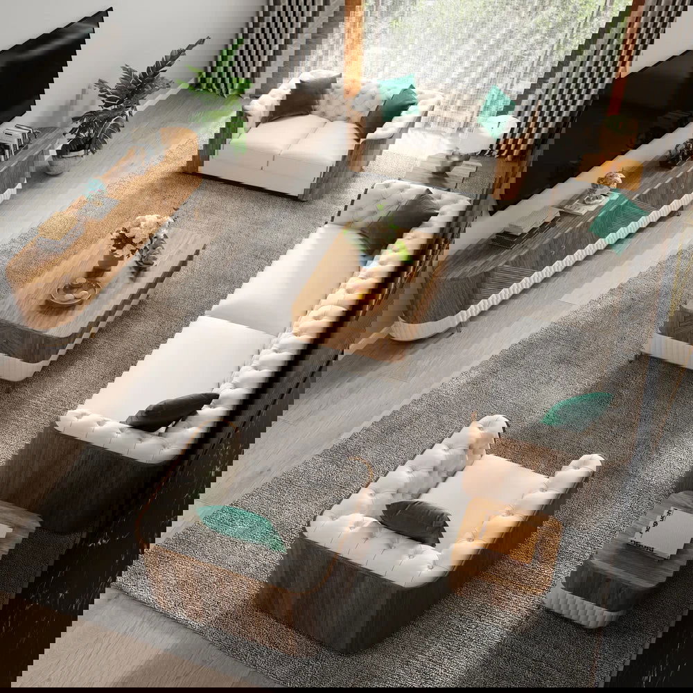 Wovent Mid-Century Square Modern Walnut Wood Narrow Side Table with Storage Nightstand - 