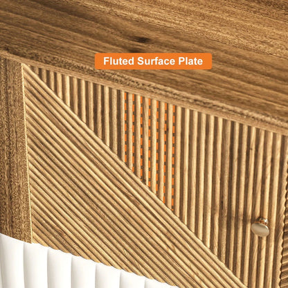 Wovent Mid-Century Square Modern Walnut Wood Narrow Side Table with Storage Nightstand - 