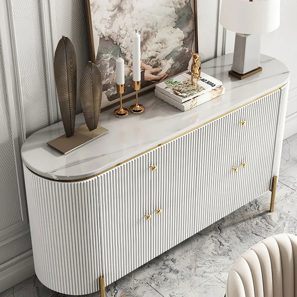 Yelly 1400mm Modern Marble Top Buffet & Sideboard Doors & Drawers & Shelves - 