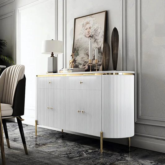 Yelly 1400mm Modern Marble Top Buffet & Sideboard Doors & Drawers & Shelves - Homary