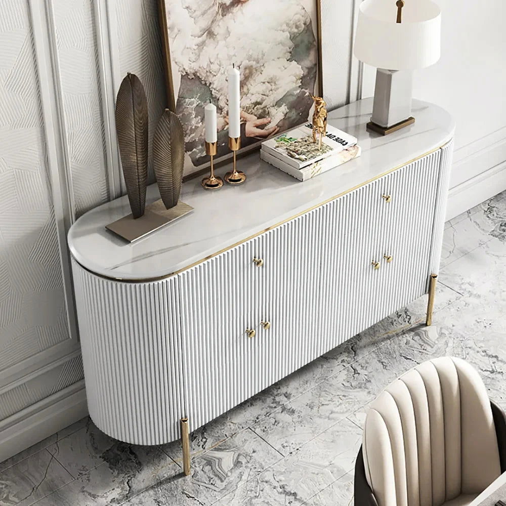 Yelly 1400mm Modern Marble Top Buffet & Sideboard Doors & Drawers & Shelves - Homary