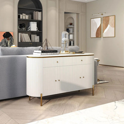 Yelly 1400mm Modern Marble Top Buffet & Sideboard Doors & Drawers & Shelves - Homary