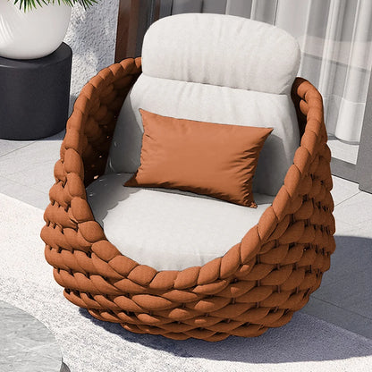 Tatta 4 Pieces Woven Rope Outdoor Sofa Set Faux Marble Top Coffee Table in Brown & White