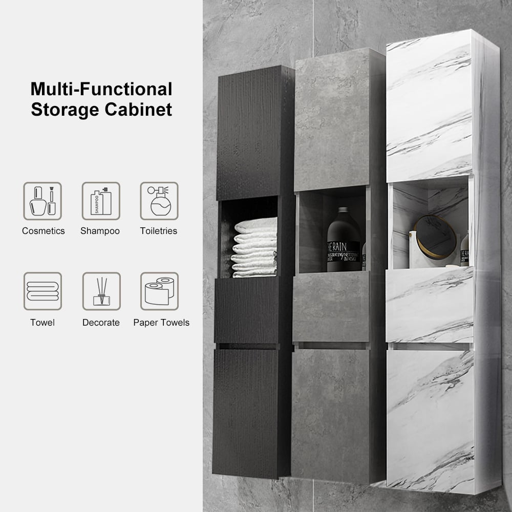 Modern Bathroom Cabinet with Drawers Wall Mounted Bathroom Cabinet with Doors with Shelf- Black