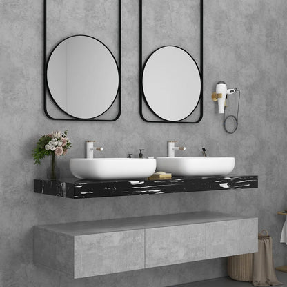 60" Floating Wall Mount Bathroom Vanity Set Vessel Double Sink Vanity