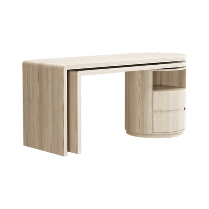 Modern Wash White L Shaped Desk 1 Cabinet & 2 Drawers 1520mm Oak Executive Office Desk