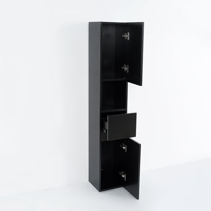 Modern Bathroom Cabinet with Drawers Wall Mounted Bathroom Cabinet with Doors with Shelf- Black