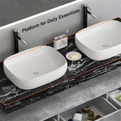 60" Floating Wall Mount Bathroom Vanity Set Vessel Double Sink Vanity