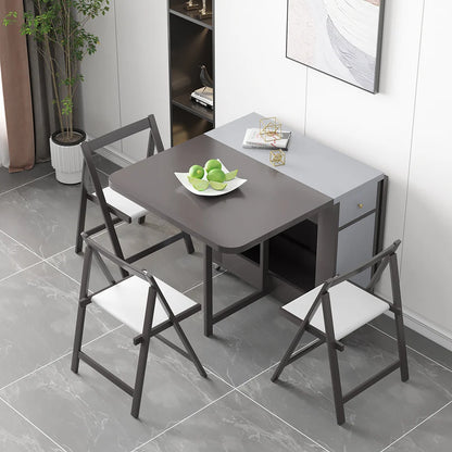 Ultic 1500mm Modern Grey Rectangle Folding Wood Dining Table Set with Chair 5 Pieces